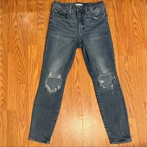 Good American good leg high waisted distressed knee ankle jeans size 8/29